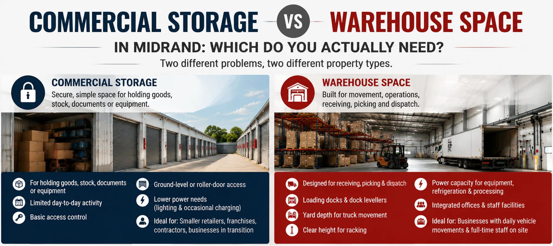 Commercial Storage vs Warehouse Space in Midrand: Which Do You Actually Need?